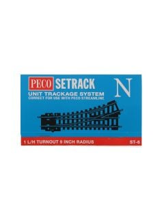 PECO ST-6 N Scale Code 80 Setrack Left Hand Turnout