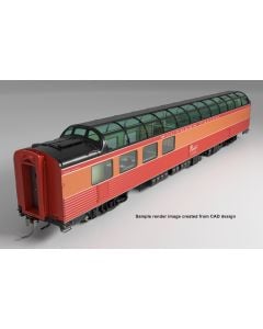 Rapido 175001, HO Scale SP 3/4 Dome-Lounge, Fluted Sides, Southern Pacific Daylight #3604, Overland Style Render 1