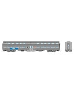 Rapido 145010, Budd Gallery Bi-Level Commuter Coach, Metra Unnumbered Stainless, No Placard, RTA & BNSF Wedge Logos