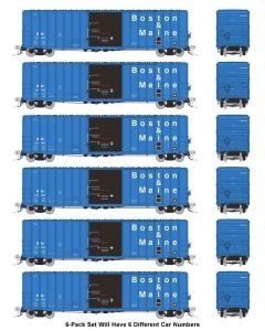 Rapido 198001, HO PC&F 5241 Cu. Ft. 50ft Boxcars, Boston & Maine As-Delivered 6-Pack #1