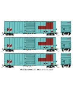 Rapido 198010, HO PC&F 5241 Cu. Ft. 50ft Boxcars, UP BKTY Patchout 3-Pack #2