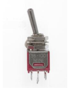 Miniatronics 36-100-02, Sub Mini Toggle Switch-DPDT, 3 Amp, 120 V, 3/16 in Diameter, 2-Pack