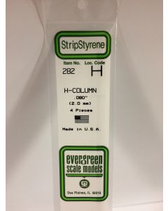 Evergreen 282, Opaque White 14" Styrene H-Column, .080" .20cm, 4 Pack