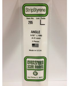 Evergreen 295, Opaque White 14" Styrene Angles, .156" .40cm, 3 Pack