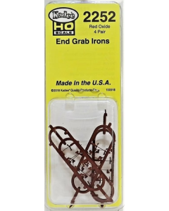 Kadee 2252, HO Scale End Grab Irons Red Oxide, Freight Car Detail Parts, 16-Pack