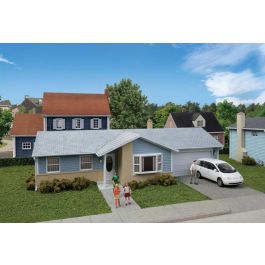 Walthers Cornerstone 933-4155, HO Scale Ranch House With Attached 2-Car ...
